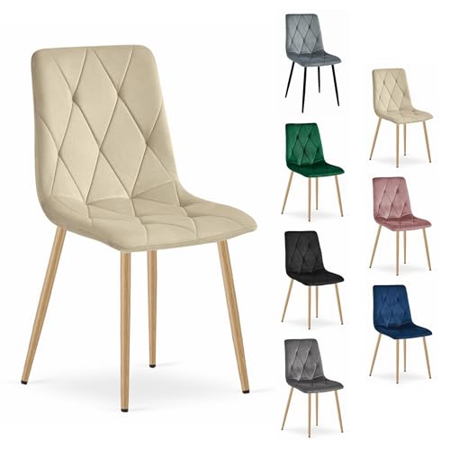 Komodee Olbia Stuhl - Hellbeige Samt/Holz Farbe Beine x 1 44x89x40 cm Komodee Olbia Stuhl - Hellbeige Samt/Holz Farbe Beine x 1 44x89x40 cm von Komodee