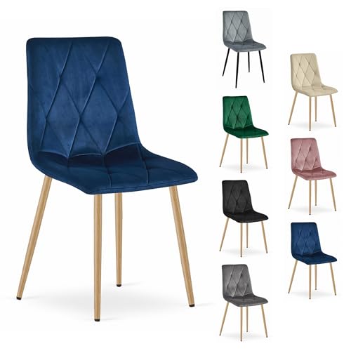Komodee Olbia Stuhl - Navy blau Samt/Holz Farbe Beine x 1 44x89x40 cm Komodee Olbia Stuhl - Navy blau Samt/Holz Farbe Beine x 1 44x89x40 cm von Komodee