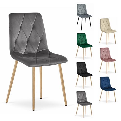 Komodee Olbia Stuhl - dunkelgrau Samt/Holz Farbe Beine x 1 44x89x40 cm Komodee Olbia Stuhl - dunkelgrau Samt/Holz Farbe Beine x 1 44x89x40 cm von Komodee