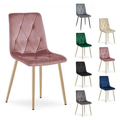Komodee Olbia Stuhl - rosa Samt/Holz Farbe Beine x 1 44x89x40 cm Komodee Olbia Stuhl - rosa Samt/Holz Farbe Beine x 1 44x89x40 cm von Komodee