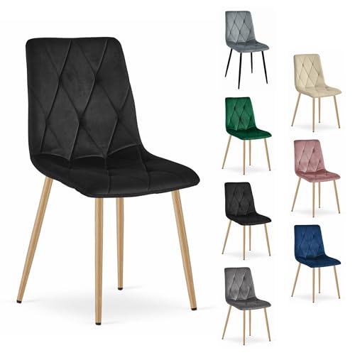 Komodee Olbia Stuhl - schwarzer Samt/Holz Farbe Beine x 1 44x89x40 cm Komodee Olbia Stuhl - schwarzer Samt/Holz Farbe Beine x 1 44x89x40 cm von Komodee
