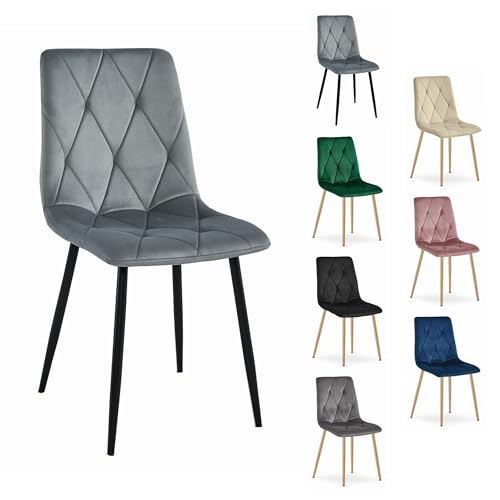 Komodee Olbia Stuhl - silbergrauer Samt/Schwarze Beine x 1 44x89x40 cm Komodee Olbia Stuhl - silbergrauer Samt/Schwarze Beine x 1 44x89x40 cm von Komodee