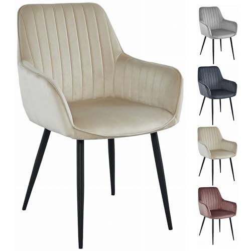 Komodee SOLA Stuhl - Samt beige/Beine schwarz x 1 55x84x46 cm Komodee SOLA Stuhl - Samt beige/Beine schwarz x 1 55x84x46 cm von Komodee