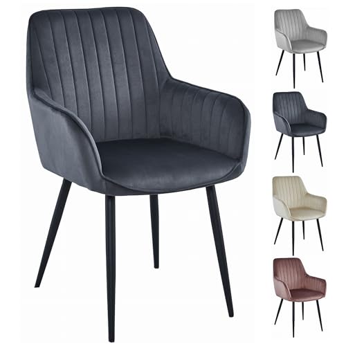 Komodee SOLA Stuhl - dunkelgrauer Samt/Schwarze Beine x 1 55x84x46 cm Komodee SOLA Stuhl - dunkelgrauer Samt/Schwarze Beine x 1 55x84x46 cm von Komodee