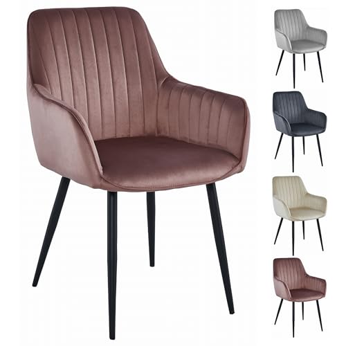Komodee SOLA Stuhl - rosa Samt/Schwarze Beine x 1 55x84x46 cm Komodee SOLA Stuhl - rosa Samt/Schwarze Beine x 1 55x84x46 cm von Komodee