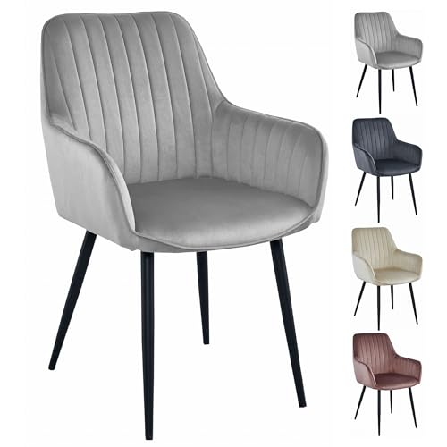 Komodee SOLA Stuhl - silbergrauer Samt/Schwarze Beine x 1 55x84x46 cm Komodee SOLA Stuhl - silbergrauer Samt/Schwarze Beine x 1 55x84x46 cm von Komodee