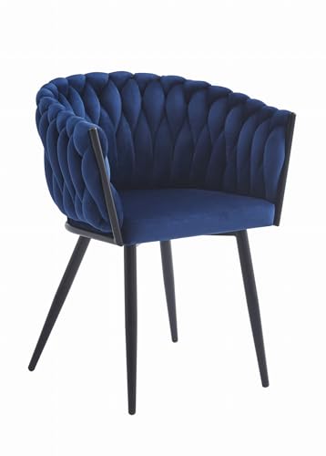 Komodee Sessel Arona Navy blau Samt gepolstert mit Armlehnen Metallbeine für Wohnzimmer, Arbeitszimmer, Schlafzimmer, Esszimmer, Abmessungen 61x79x55 cm, Belastung bis 110 kg von Komodee