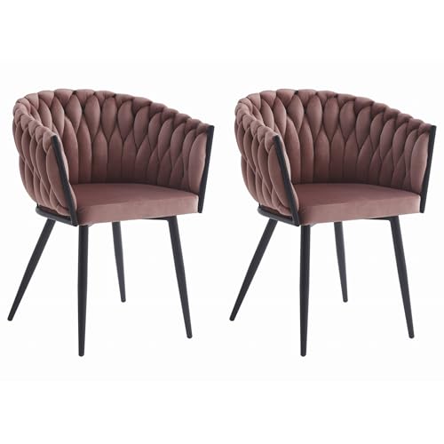 Komodee Sessel Arona dunkelrosa Samt gepolstert mit Armlehnen Metallgestell, für Wohnzimmer, Schlafzimmer, Esszimmer, Satz von 2 Stück von Komodee