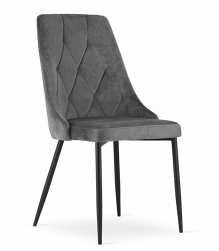 Komodee Sessel BRISIGHELLA dunkelgrau Samt gepolstert Metallbeine Maße 49x94x61 cm für Wohnzimmer, Büro, Belastung bis 110 kg von Komodee