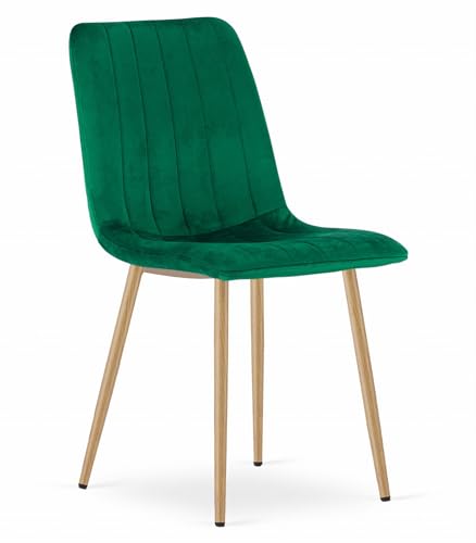 Komodee Sessel ORSARA, dunkelgrün samtig, metallische Beine, Maße 43x90x51 cm, bis 110 kg, für Wohnzimmer, Esszimmer, Schlafzimmer von Komodee