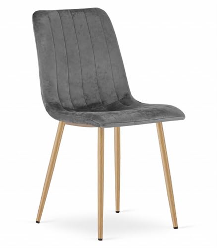 Komodee Sessel ORSARA dunkelgrau Samt bezogen mit Armlehnen, Metallbeine für das Wohnzimmer, Esszimmer, Schlafzimmer, Belastung bis 110 kg von Komodee