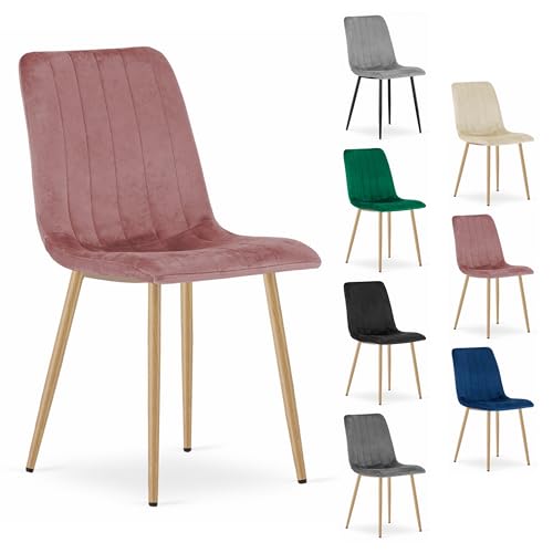 Komodee VENOSA Stuhl - rosa Samt/Holz Farbe Beine x 1 43x90x51 cm Komodee VENOSA Stuhl - rosa Samt/Holz Farbe Beine x 1 43x90x51 cm von Komodee