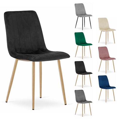 Komodee VENOSA Stuhl - schwarzer Samt/Holz Farbe Beine x 1 43x90x51 cm von Komodee