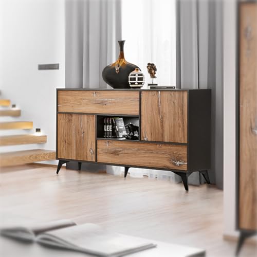 Orvieto 4D Kommode - Eiche/anthrazit, 89x149,5x40 cm, mit LED, für das Wohn- oder Schlafzimmer Orvieto 4D Kommode - Eiche/anthrazit, 89x149,5x40 cm, mit LED, für das Wohn- oder Schlafzimmer von Komodee