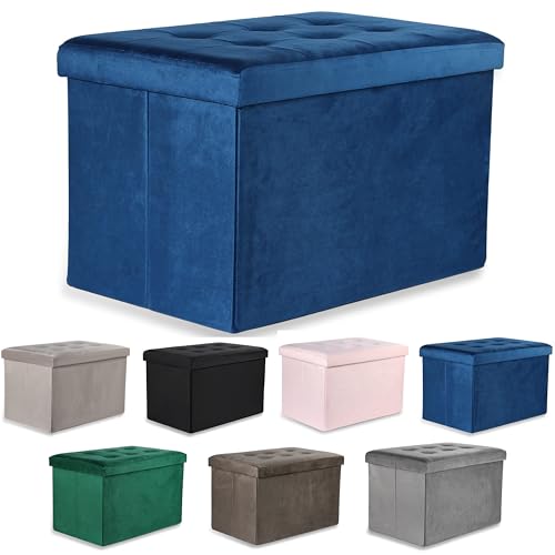 Ravello XL Sitzhocker mit Knöpfen - 60x38x38cm Samt Navy blau Ravello XL Sitzhocker mit Knöpfen - 60x38x38cm Samt Navy blau von Komodee