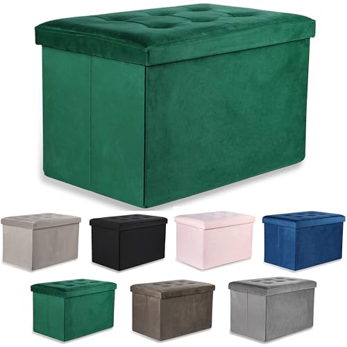 Ravello XL Sitzhocker mit Knöpfen - 60x38x38cm Samt grün von Komodee