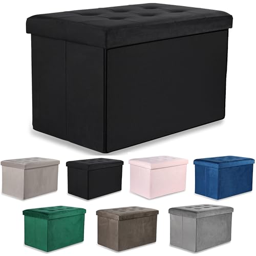 Ravello XL Sitzhocker mit Knöpfen - 60x38x38cm Samt schwarz Ravello XL Sitzhocker mit Knöpfen - 60x38x38cm Samt schwarz von Komodee
