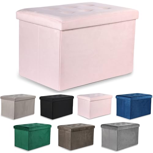 Ravello XL Sitzhocker mit Knöpfen - 60x38x38cm rosa Samt von Komodee