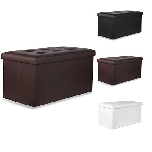 Ravello XXL Sitzhocker mit Knöpfen - 80x40x40cm aus braunem Ökoleder von Komodee