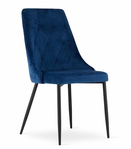 Sessel BRISIGHELLA Marineblau velourgepolstert mit Armlehnen, Metallbeine für Wohnzimmer, Home Office, belastbar bis 110 kg, Maße 49x94x61 cm von Komodee