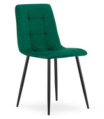 Sessel CETARA dunkelgrüner Samt gepolstert mit Metallbeinen, für Wohnzimmer, Büro, Schlafzimmer, Belastung bis 110 kg, Maße 45x87x51 cm von Komodee