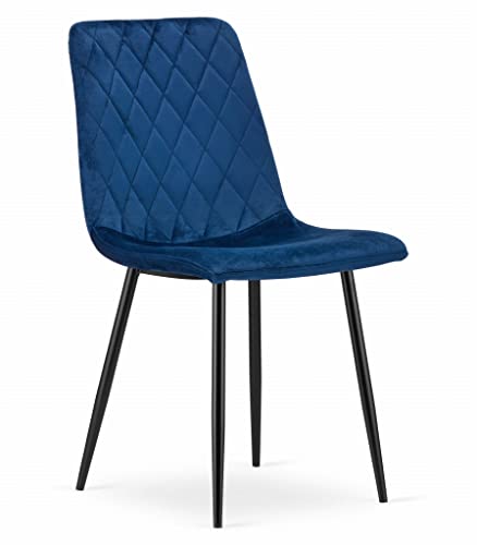 Sessel SCANNO Navy blau Samt gepolstert mit Armlehnen Metallbeine für Wohnzimmer, Esszimmer, Schlafzimmer, Belastung bis 110 kg, Maße 45x89x53 cm von Komodee