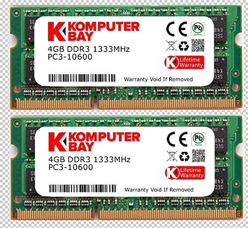 Komputerbay 8GB (2X 4GB) DDR3 SODIMM (204 pin) 1333Mhz PC3-10600 (9-9-9-25) Laptop Notebook Speicher für Apple Mac Mini von Komputerbay