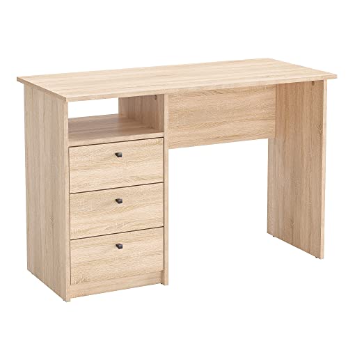 KOMTO Schreibtisch mit Schubladen - Bürotisch Computertisch Klein Arbeitstisch Büro PC-Tisch Kinderschreibtisch mit Stauraum | Moderner Schreibtisch Sonoma Eiche | Oslo 110 x 50 x 74 cm von KOMTO