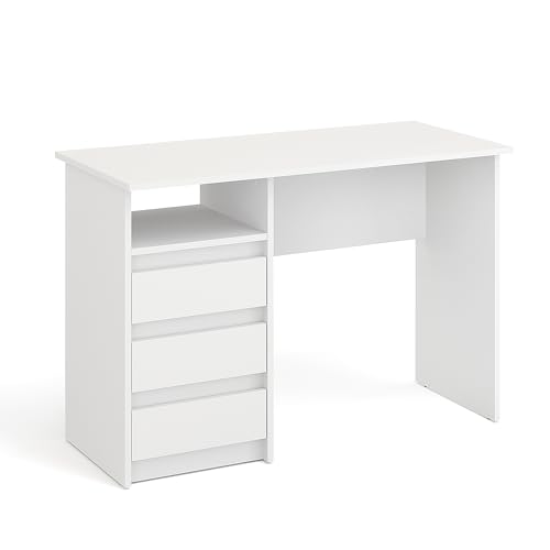 KOMTO Schreibtisch mit Schubladen - Bürotisch Computertisch Klein Arbeitstisch Büro PC-Tisch Kinderschreibtisch mit Stauraum | Moderner Schreibtisch Weiß | Oslo 110 x 50 x 74 cm von KOMTO