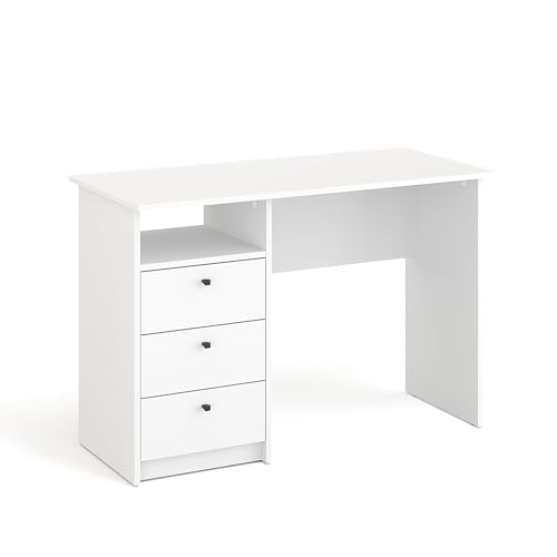 KOMTO Schreibtisch mit Schubladen - Bürotisch Computertisch Klein Arbeitstisch Büro PC-Tisch Kinderschreibtisch mit Stauraum | Moderner Schreibtisch Weiß | Oslo H 110 x 50 x 74 cm von KOMTO