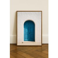 Mediterranean Blue Door Poster | Rustic Wall Art Print Greek Architecture Photography Minimalist Home Decor Travel Gift von KonaStudioDesign