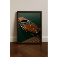 Vintage Wooden Speedboat Poster | Classic Boat Wall Art Luxury Nautical Decor Retro Marine Photography von KonaStudioDesign
