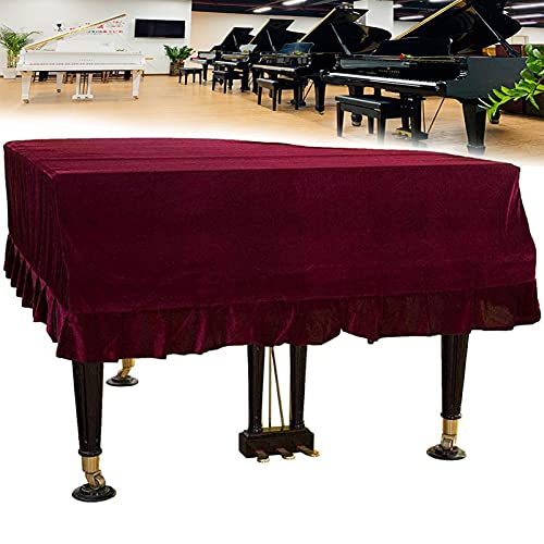 Klavier Abdeckung Staubschutz Samt Flügelabdeckung mit Gefalteter Saum Universal Thickened Grand Piano Cover, Waschbar (Farbe : Rot, Größe : 190cm-200cm) von Koncey