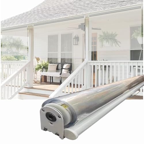 Koncey Transparentes Outdoor-Rollo, Wasserdicht PVC Kunststoff Vorhang, Balkon-Terrassen Seitenzugrollo, Winddichter Staubdicht Regenschutz Fenster Rollos(100 x 220 cm) von Koncey