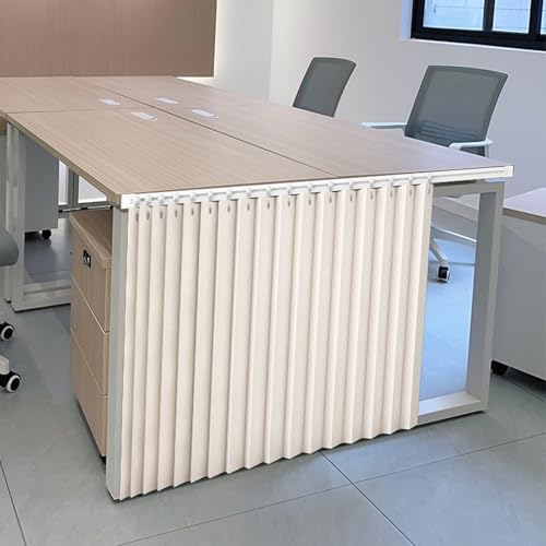 Koncey Vorhang Sichtschutz Schreibtisch mit Gleitschiene, Unter Schreibtisch Vorhang für Privatsphäre, Schrankvorhang für Studententisch oder Bürokabinen-Arbeitsplätze(Weiß,W 140 x H 80 cm) von Koncey