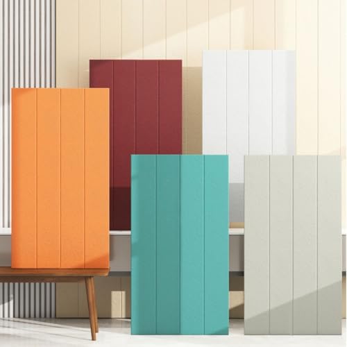 Koncey Wandkissen Selbstklebend Wanddekoration Bettkopfteil, Rechteckiges Polster Wandpaneele Verdicken Schalldämmung Tatami Weiche Tasche Wandaufkleber, Wand Panel-Isolierung(Warm White,8 pcs) von Koncey