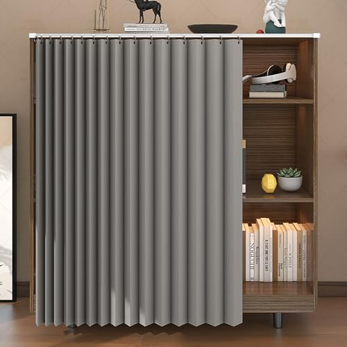 Schrank Vorhang für Küche, Staubdichte VorhäNge für Offenes Regal, Staubschutz Schrankvorhang Für Schuhschränke, Schränke, Bücherregale Küchenschrank(Grau,80 x 50 cm) von Koncey