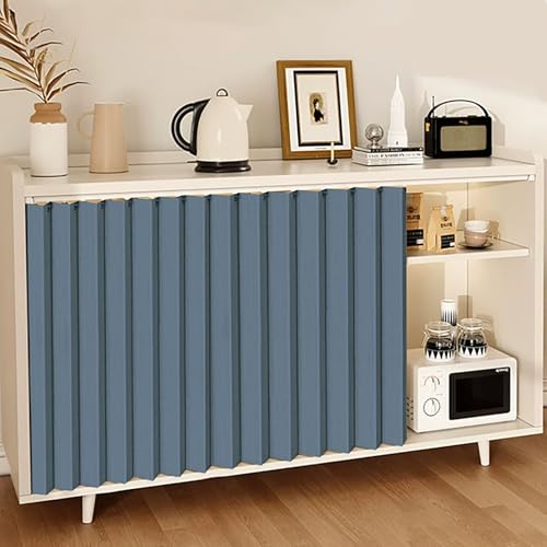 Schrankvorhänge Küche, Regal Vorhang mit Gleitschienen, Staubdichter Vorhang für Schrank, Wasserdicht für Kleiderschrank, Speisekammer, Bücherregal oder Türlose Schränke(Blau,180 x 100 cm) von Koncey
