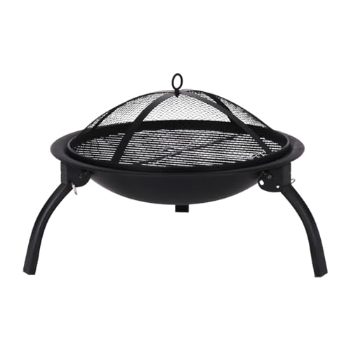 KONDELA Tragbare Feuerschale mit Grillrost und Funkenschutz | Feuerstelle für den Garten | 51 x 51 x 40 cm | Feuerkorb Outdoor | mit Grillplatte | Schwarz, Geschmiedetes Eisen/Stahl, 3,9 kg | Mildo KONDELA Tragbare Feuerschale mit Grillrost und Funkenschutz | Feuerstelle für den Garten | 51 x 51 x 40 cm | Feuerkorb Outdoor | mit Grillplatte | Schwarz, Geschmiedetes Eisen/Stahl, 3,9 kg | Mildo von Kondela