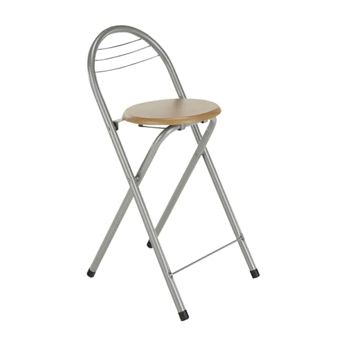 Kondela Klapp Barhocker mit Lehne | Klappstuhl - Hoch und Günstig | klappbarer Barhocker in Buche/Aluminium | Küchenhocker | Barstuhl, Bar Hocker, Klapphocker, Sitzhocker | Bar Chair, Stool | Boxer von Kondela