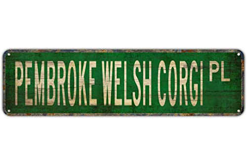 KoneFeco Straßenschild Pembroke Welsh Corgi Pembroke Welsh Corgi Schild Pembroke Straßenschild Aluminium Metallschild Rustikales Blechschild Retro Wanddekoration 40,6 x 10,2 cm von KoneFeco