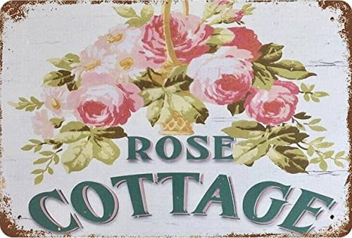 Schild aus Aluminium, Motiv: Rose Cottage, Shabby-Chic-Stil, für Garage und Zuhause, Bar, Club, Bauernhof, Männerhöhle, Dekoration, 20,3 x 30,5 cm von KoneFeco
