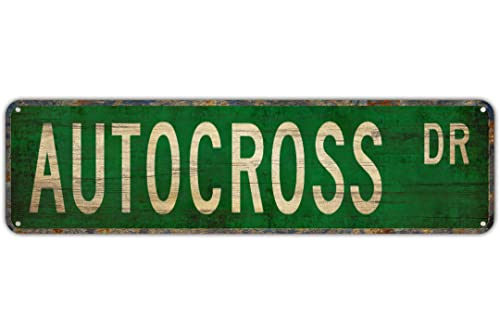 Vintage Decor Wandschilder Autocross Autocross Geschenk Autocross Schild Timed Auto Racing Blech Metall Straßenschild Lane Avenue Street Way Grün 40,6 x 10,2 cm von KoneFeco