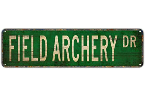 Vintage Decor Wandschilder Feld Bogenschießen Feld Bogenschießen Schild Feld Bogenschießen Fan Feld Straßenschild Stadt Land Straße Wand Geschenk Straßenschild Blechschild 40,6 x 10,2 cm von KoneFeco
