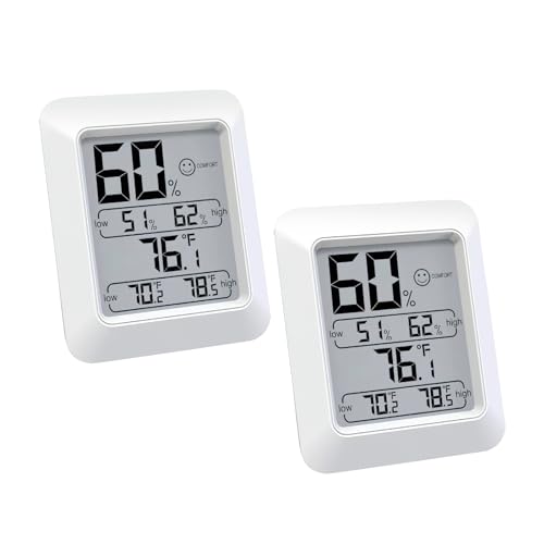 Konesky 2 Stück Aumthermometer, 2,8 Zoll Lcd Display Digitales Thermometer Raumthermometer Innen mit Temperatur und Feuchtigkeitsmonitor Für Schlafzimmer/Babyzimmer/Gewächshaus/Garten/Keller von Konesky