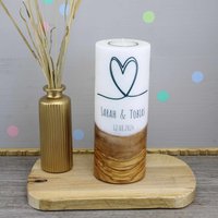 Hochzeitskerze Personalisiert Mit Name Kerze Zur Hochzeit Trauung Holzkerze Teelicht Herz Tolles Geschenk Hochzeitsgeschenk von Konfettidruck