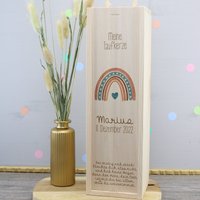Kerzenbox Mit Name Personalisiert Holzkiste Holzbox Kiste Box Tolles Geschenk Aufbewahrung Kerze "Regenbogen - Marius" von Konfettidruck
