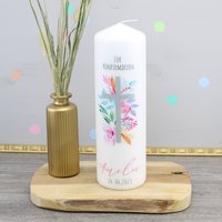 Konfettidruck 1915 Konfirmationskerze "Blumenkreuz - Amelie" von Konfettidruck