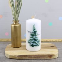 Konfettidruck 1970 Weihnachtskerze "Baum - Winterzauber" von Konfettidruck
