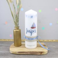 Konfettidruck 2072 Taufkerze "Boot - Jasper" von Konfettidruck